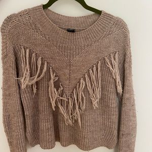 waffle knit nude fringe PacSun sweater